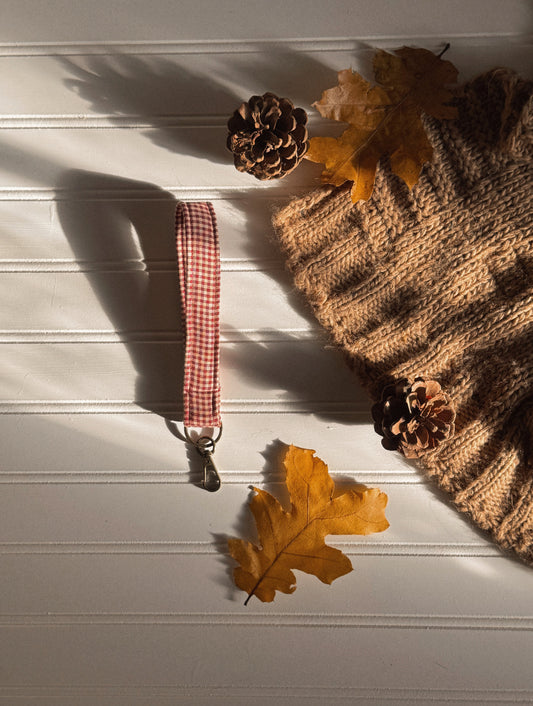 Dainty Red Gingham Keychain