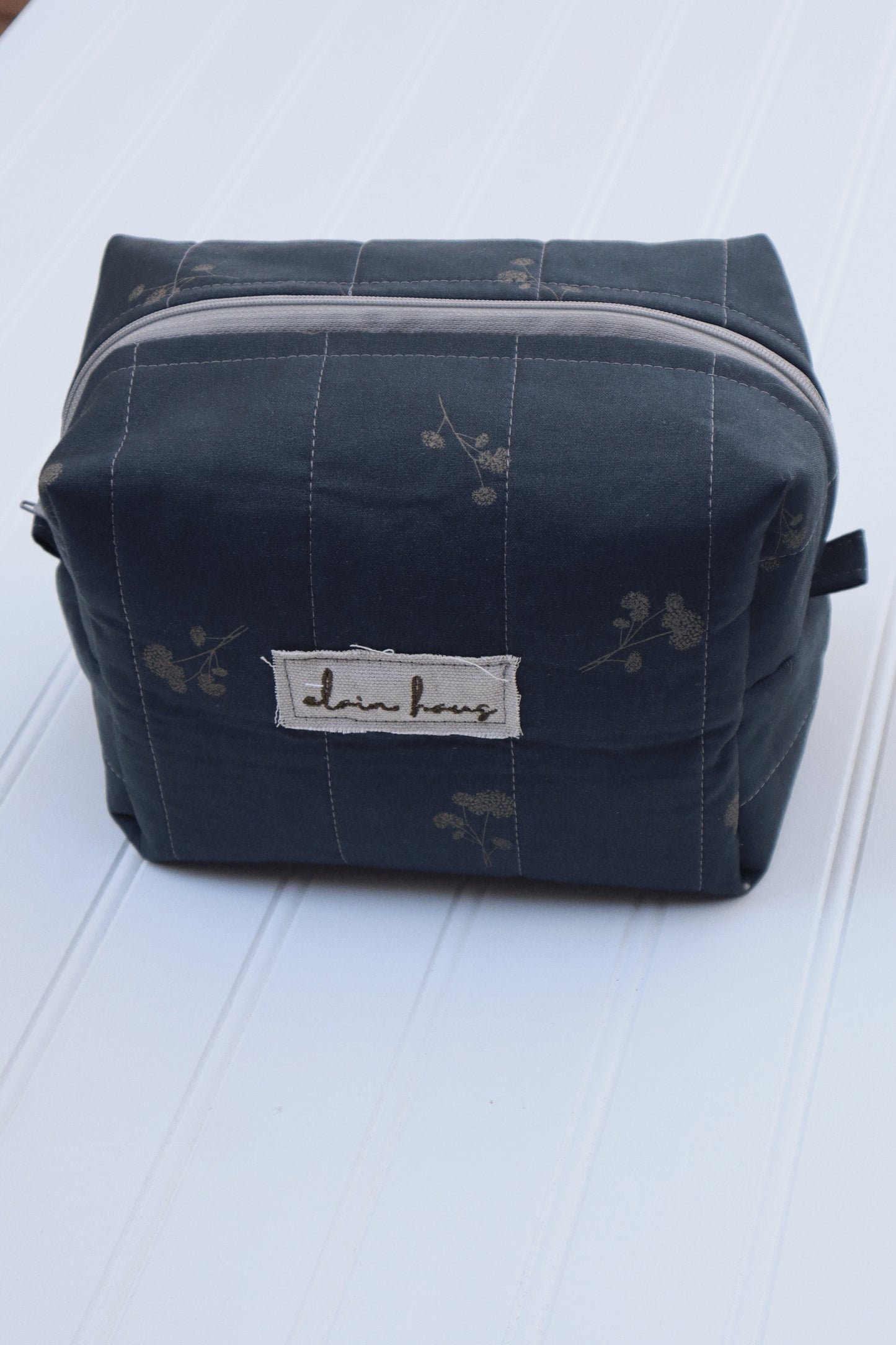 Navy Blue Floral Toiletry Bag