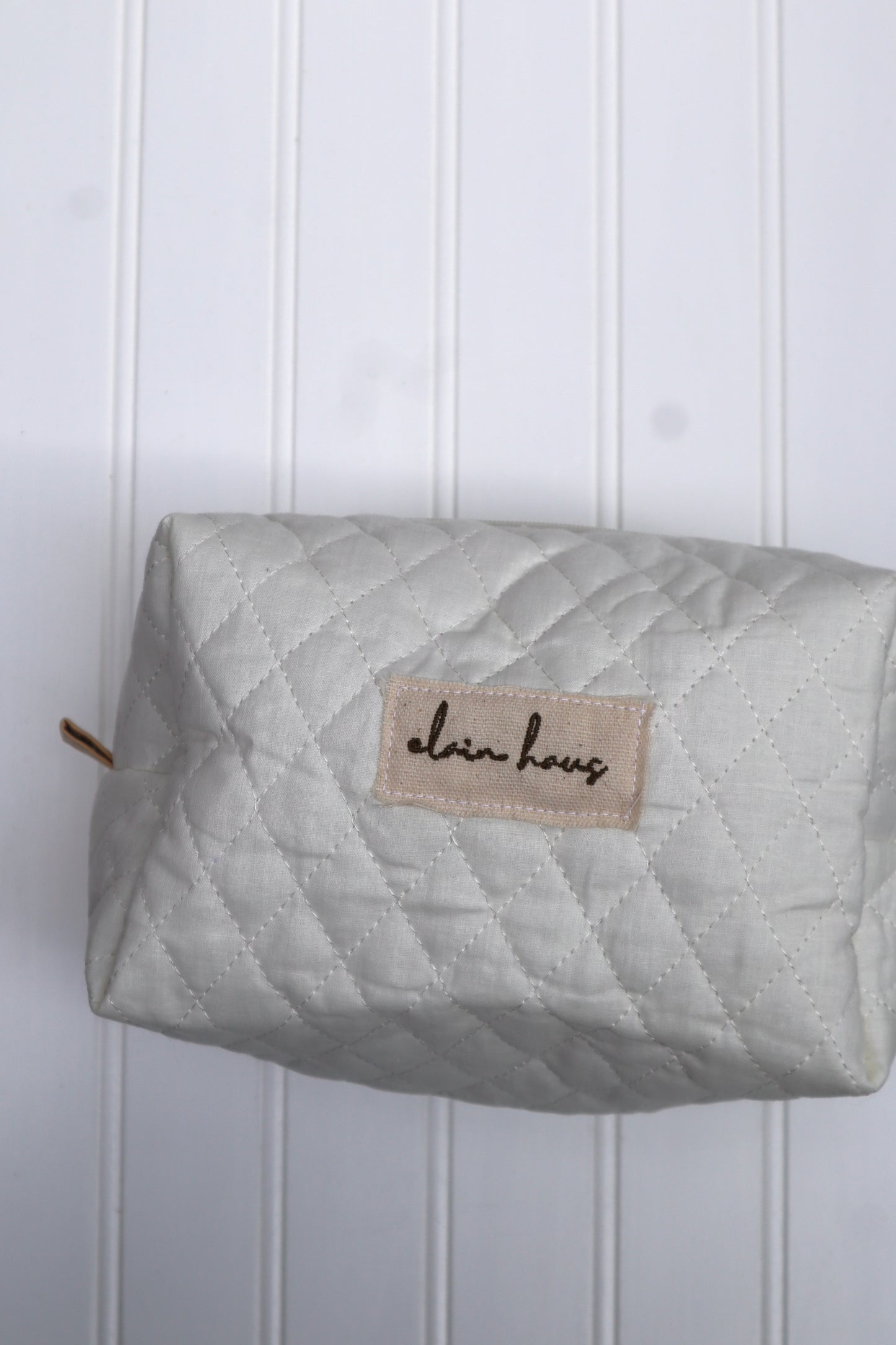 White Quilted Toiletry Bag