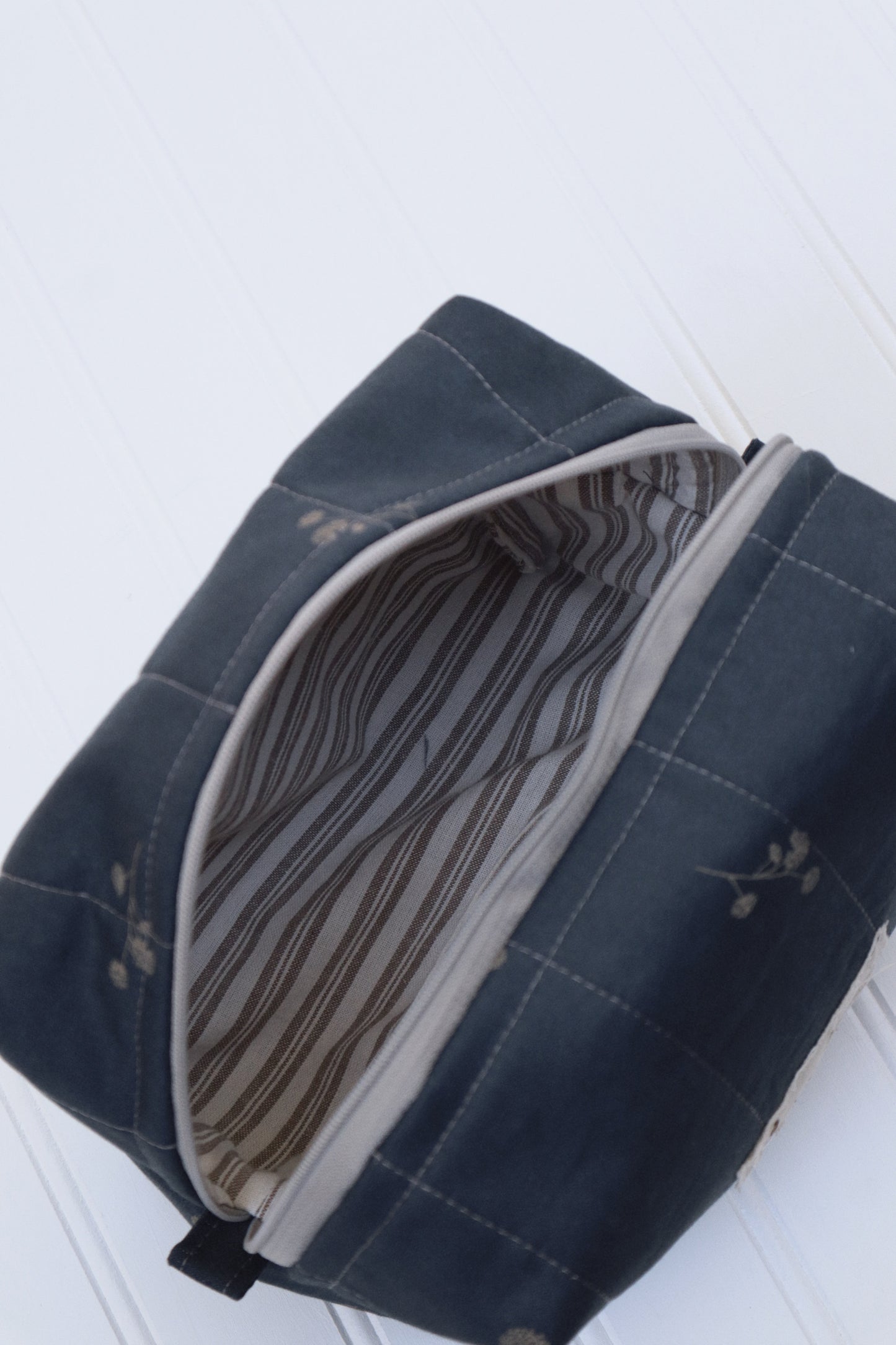 Navy Blue Floral Toiletry Bag