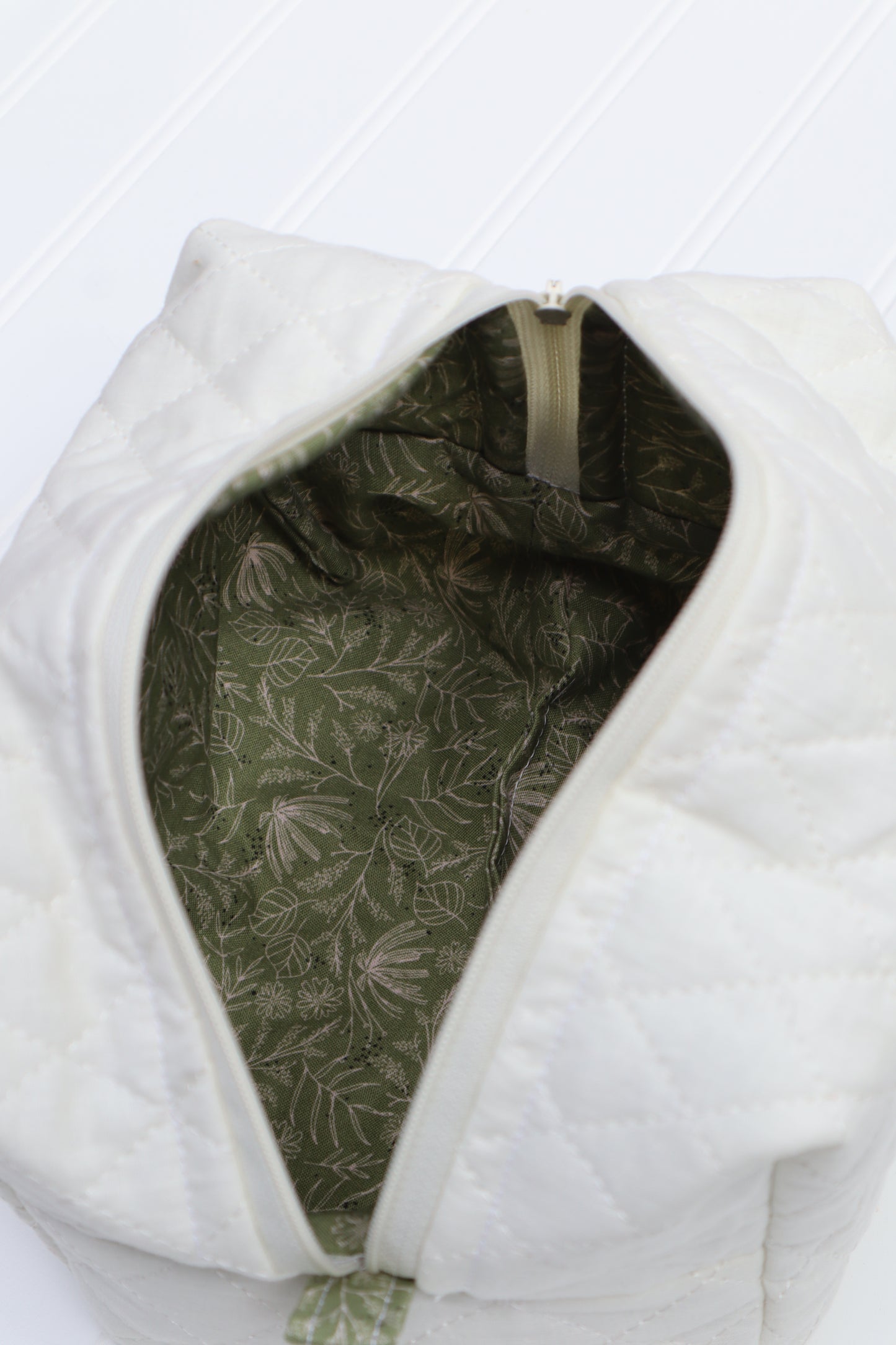 White Quilted Toiletry Bag