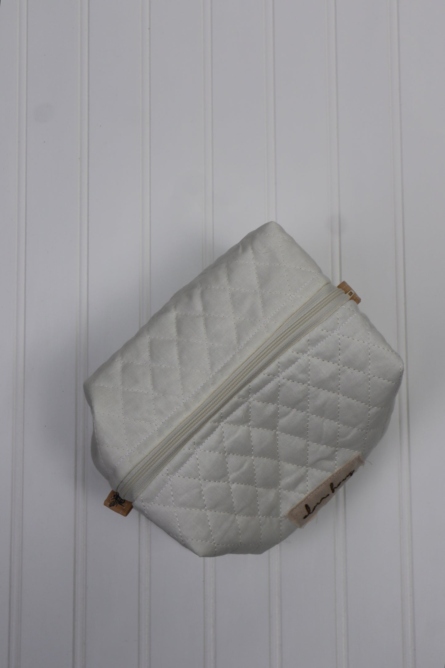 White Quilted Toiletry Bag