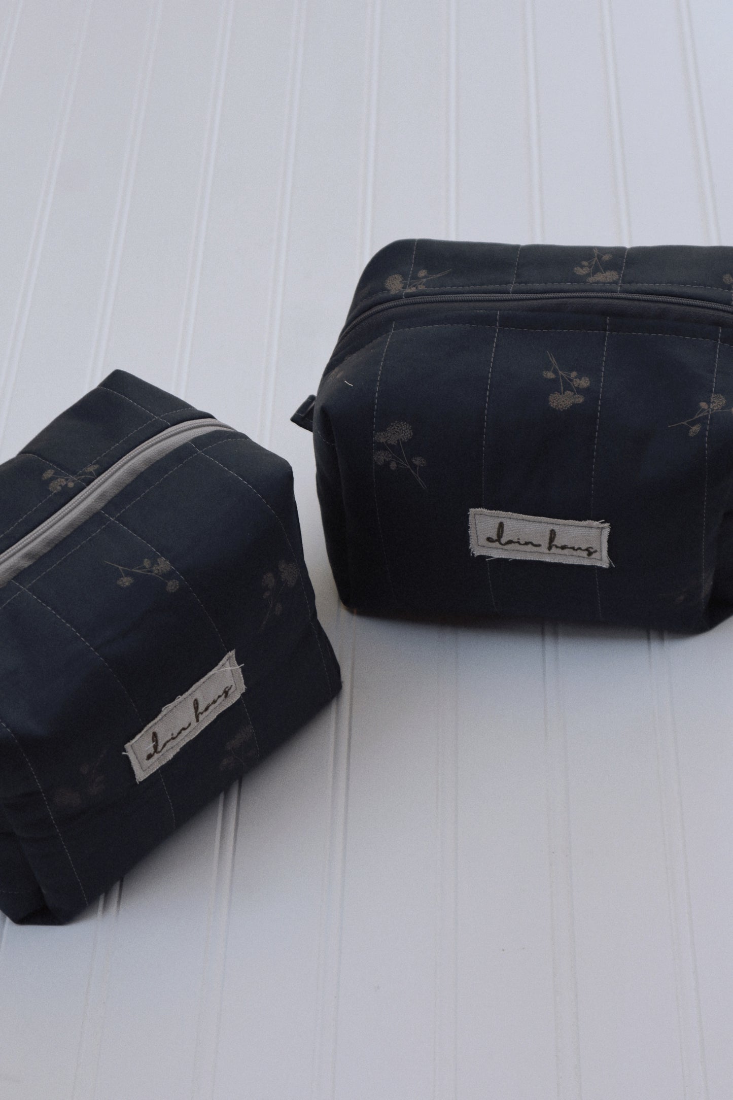 Navy Blue Floral Toiletry Bag