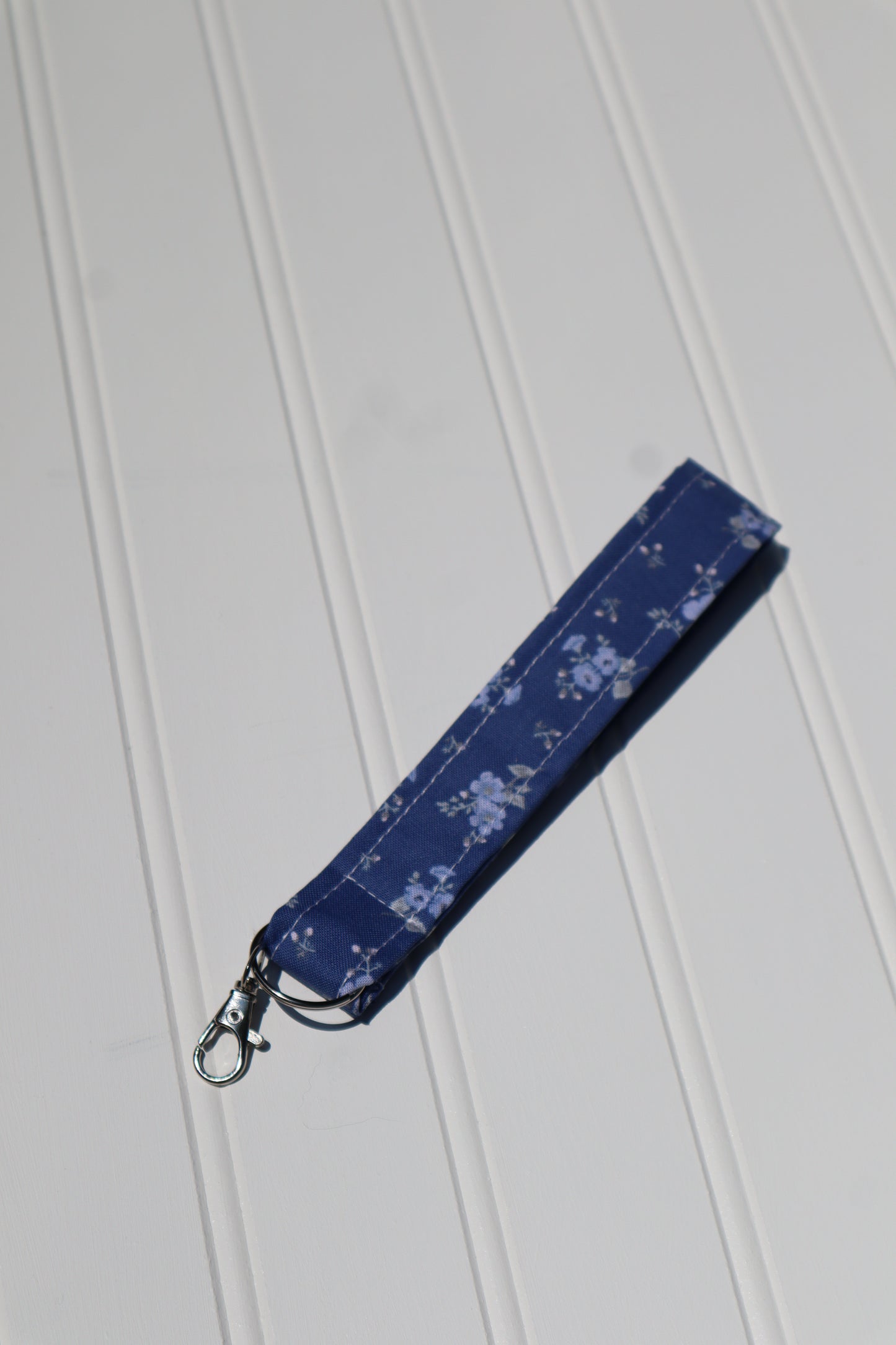 Blue Floral Cotton Keychain