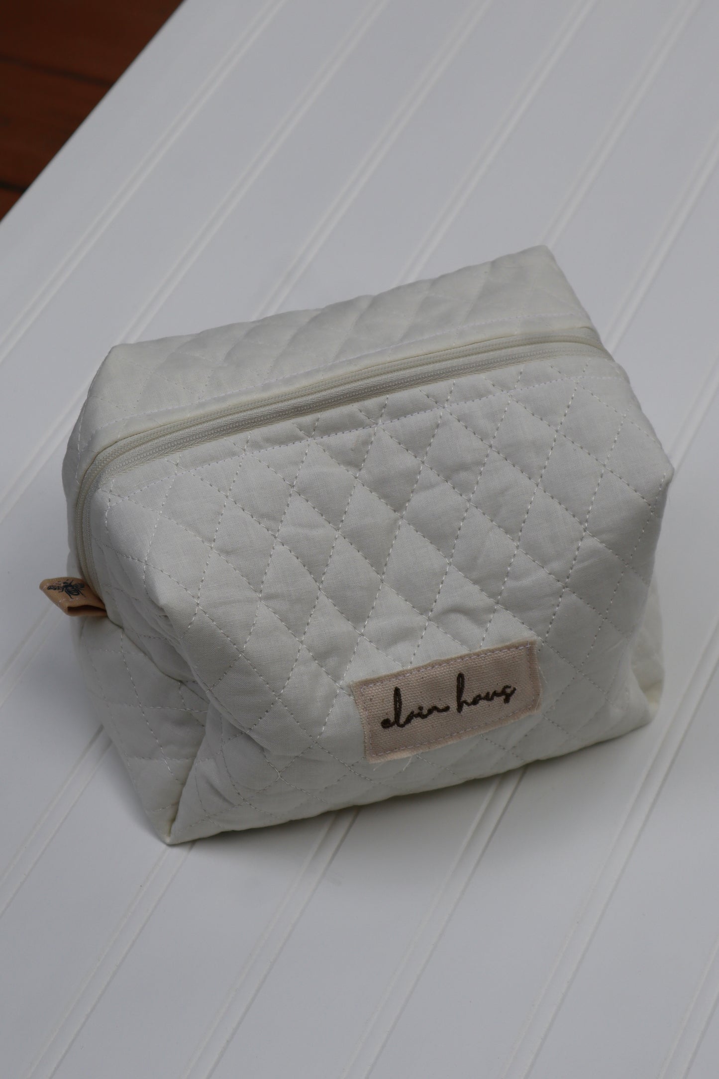White Quilted Toiletry Bag