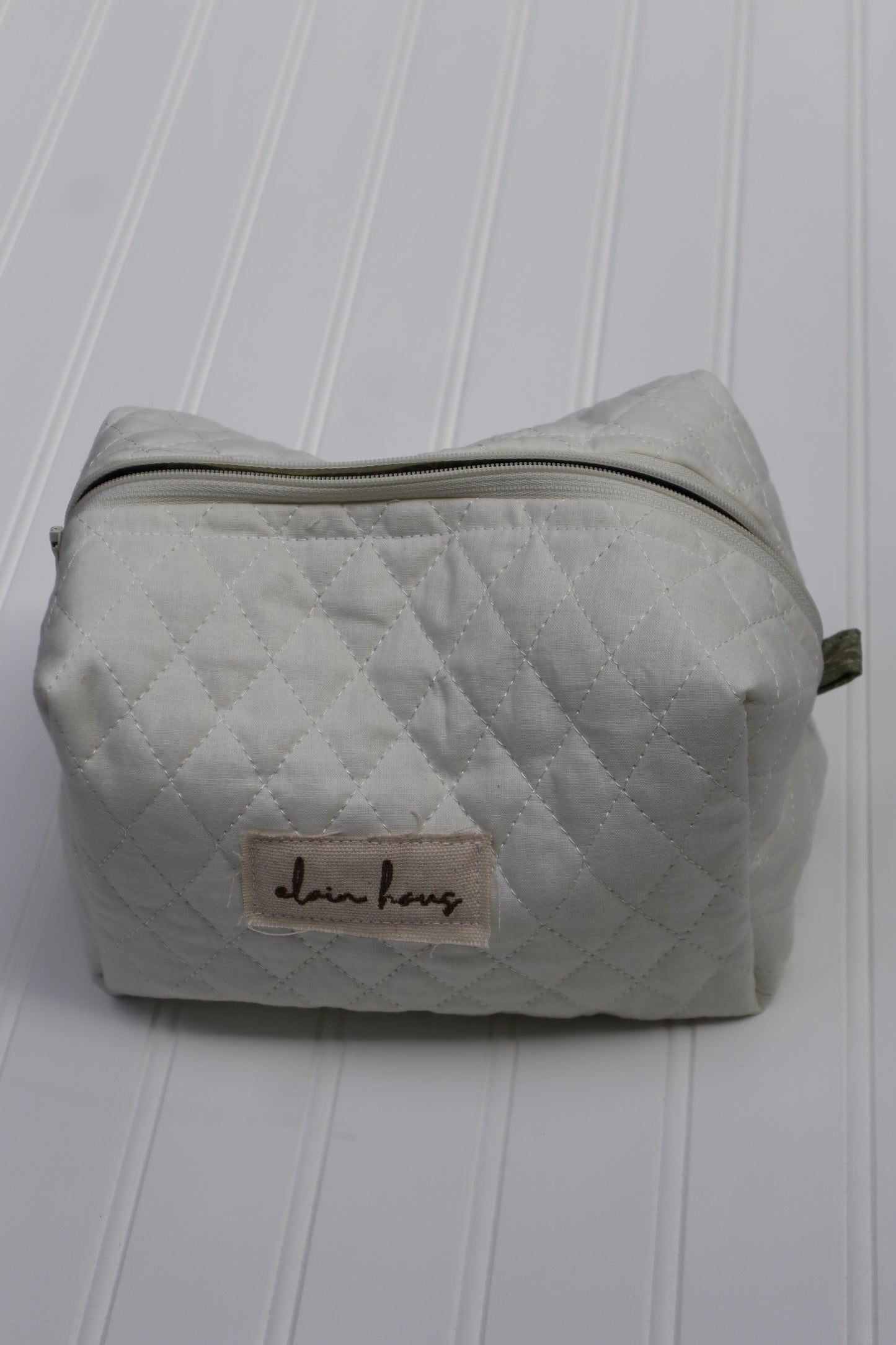 White Quilted Toiletry Bag