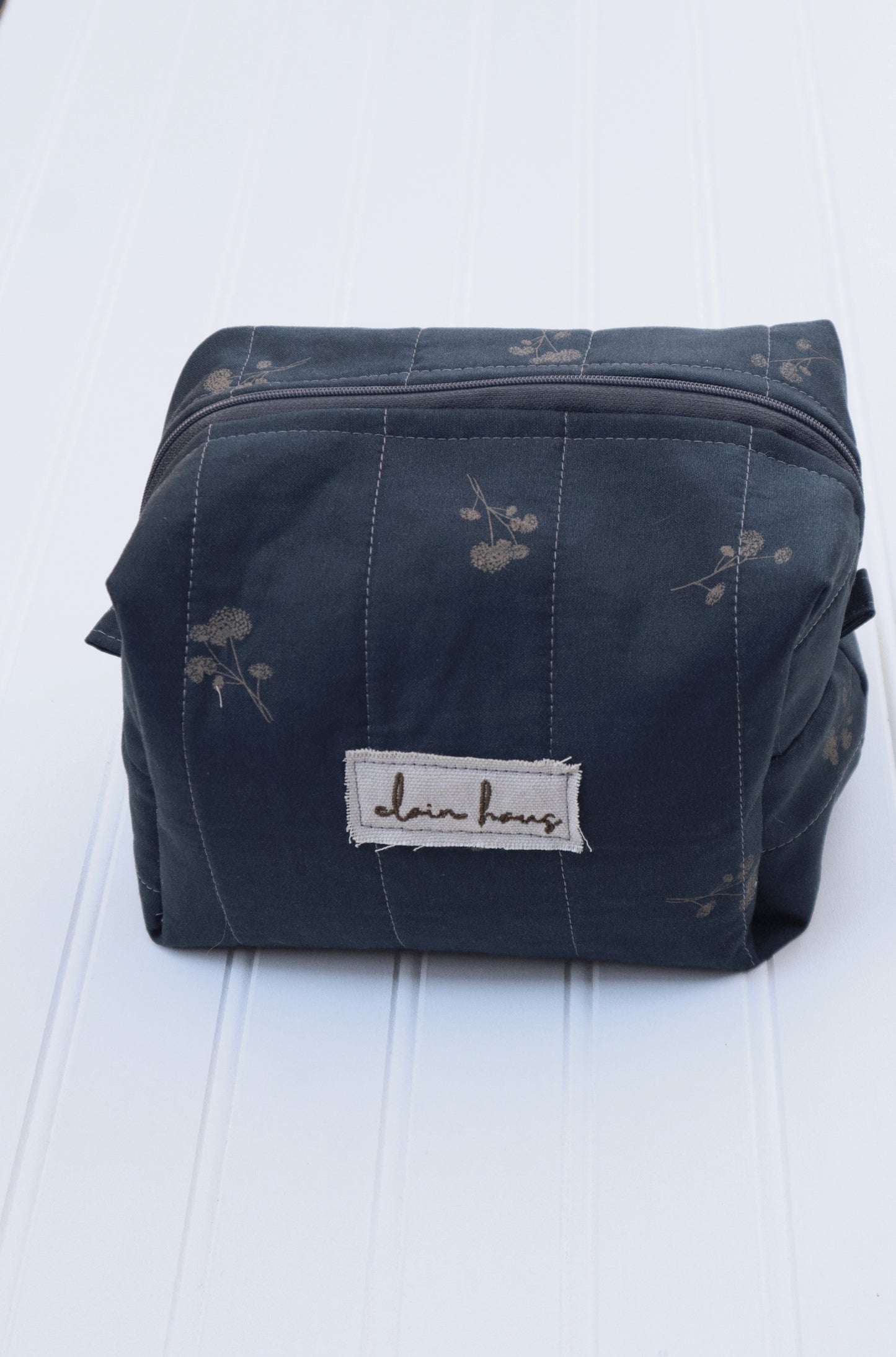 Navy Blue Floral Toiletry Bag