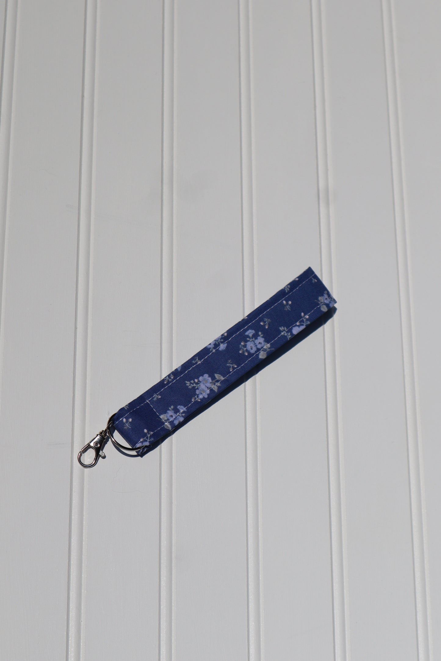 Blue Floral Cotton Keychain