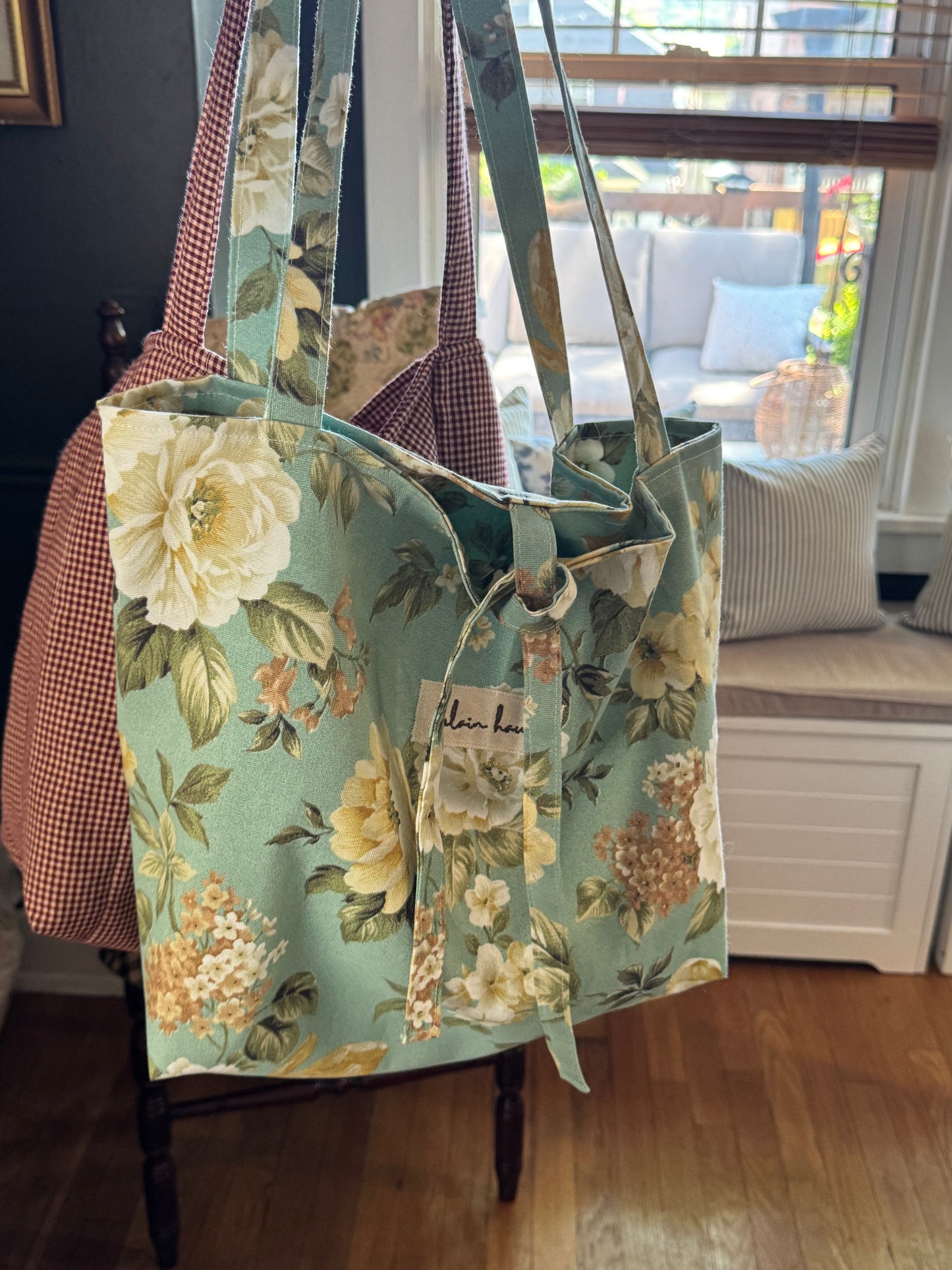 Vintage Blue Floral Tote Bag