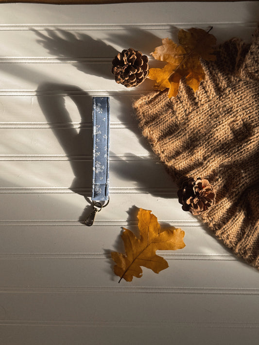 Blue Floral Cotton Keychain