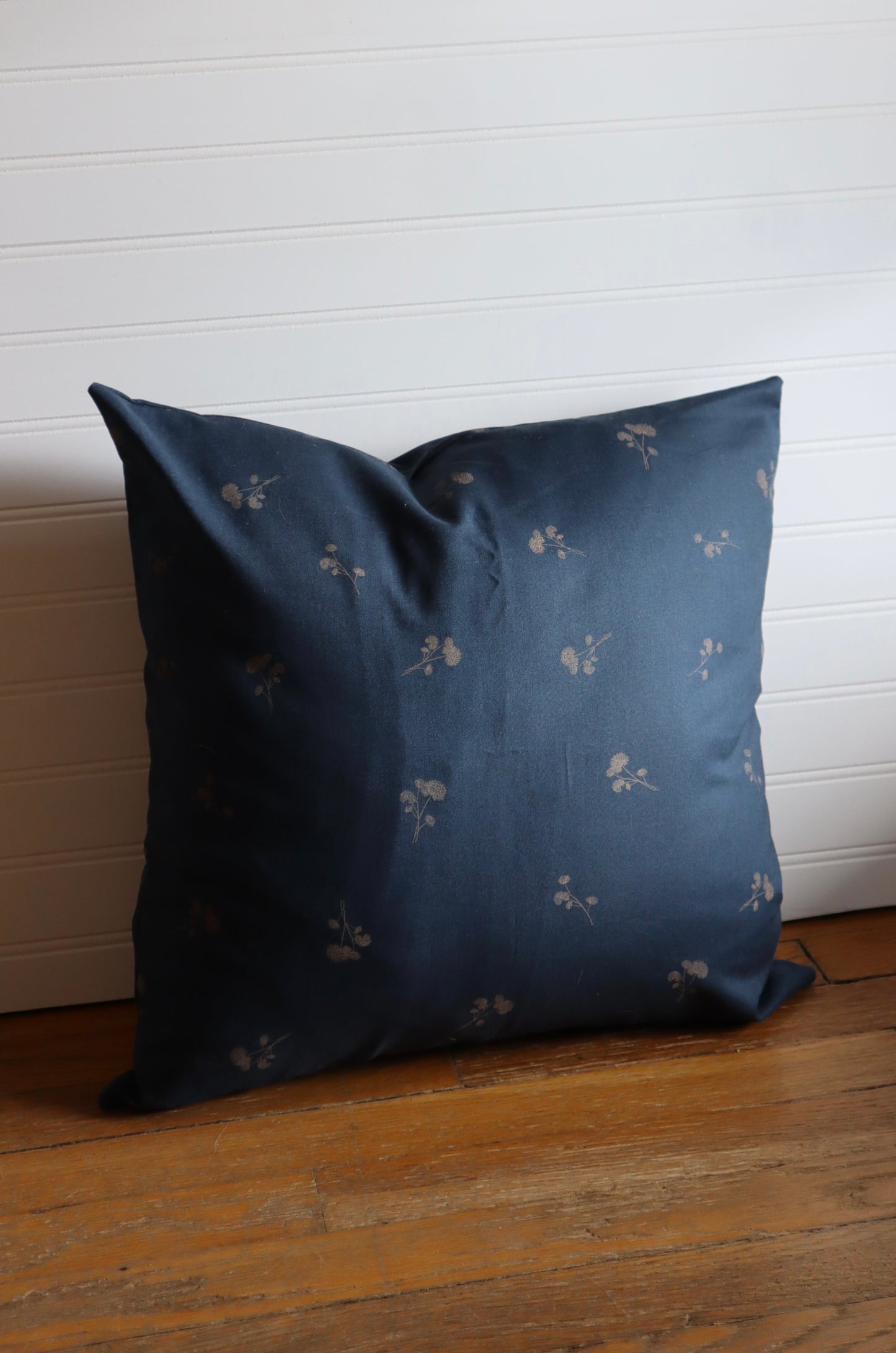 floral deep blue throw pillow