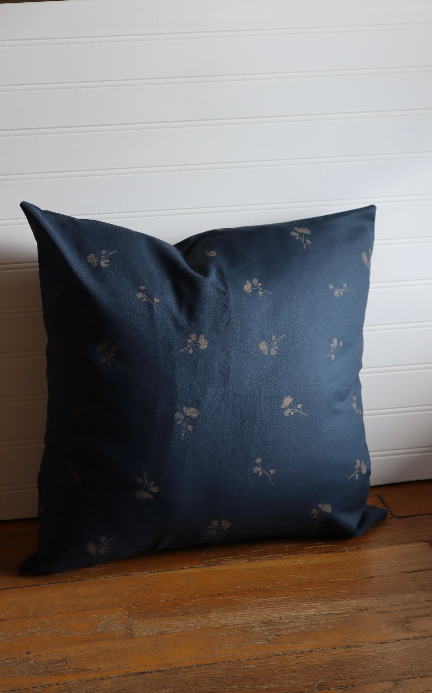 floral deep blue throw pillow