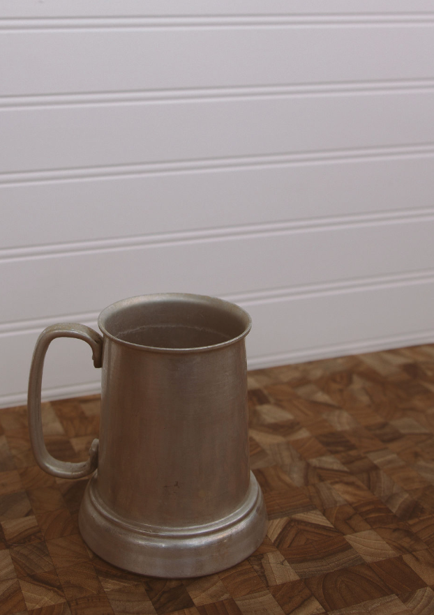 metallic silver mug
