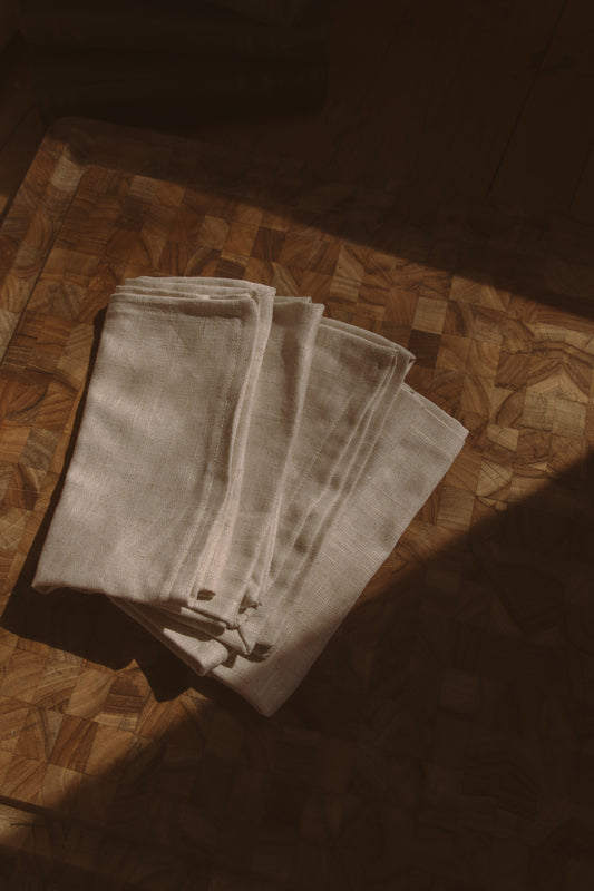 Beige Linen Dinner Napkins