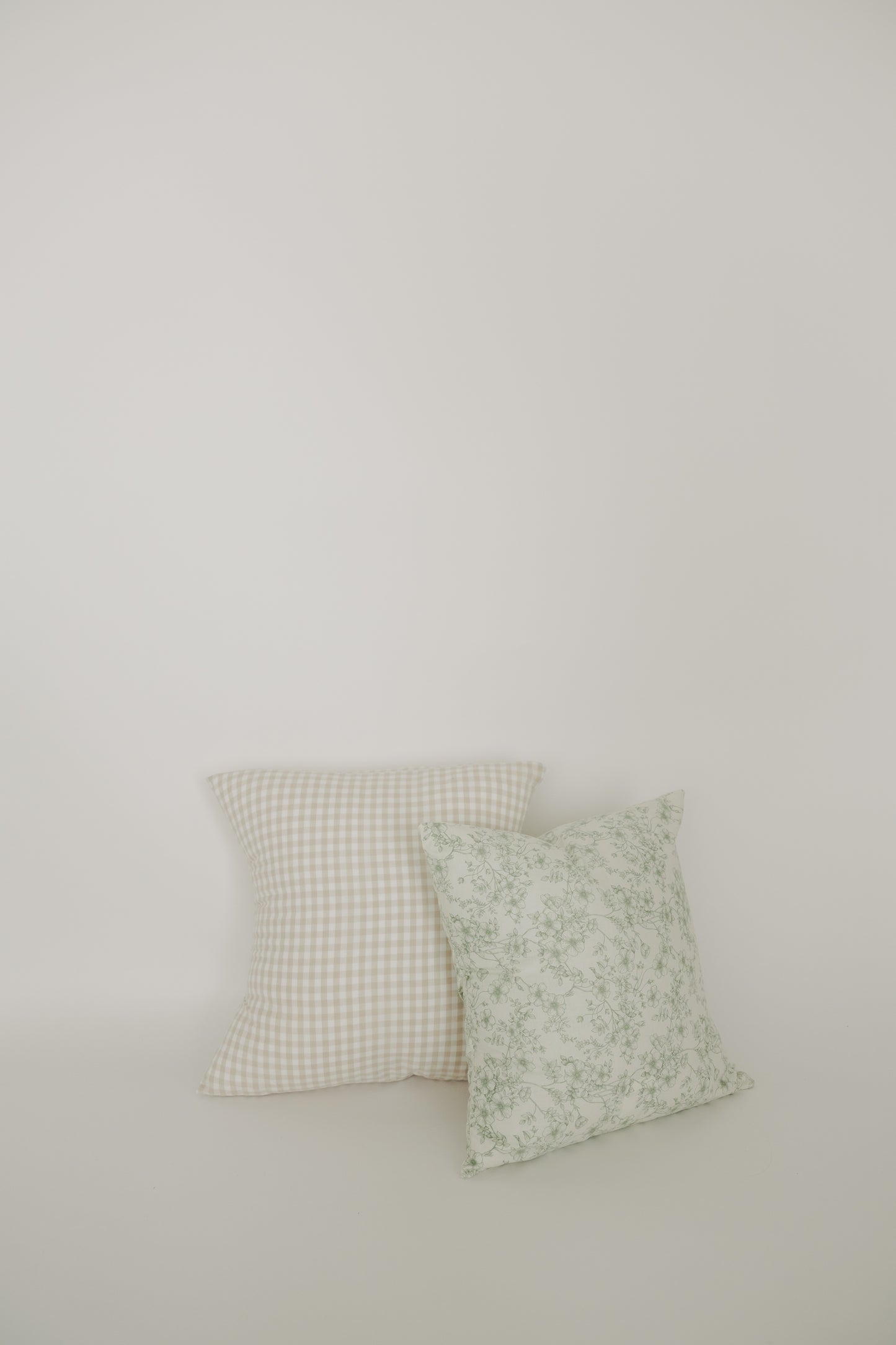 Beige & Sage Floral Throw Pillow Cover