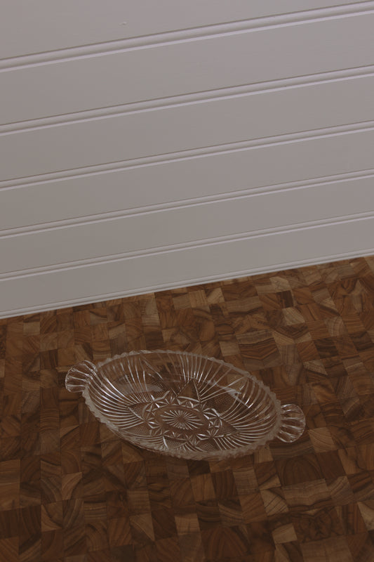 ornate glass oval dish