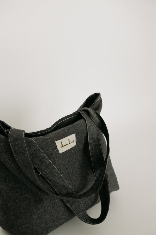 Ivy Tote | Black "Denim" Market Bag