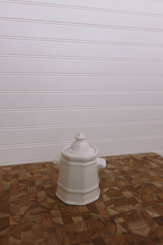 white ceramic sugar jar