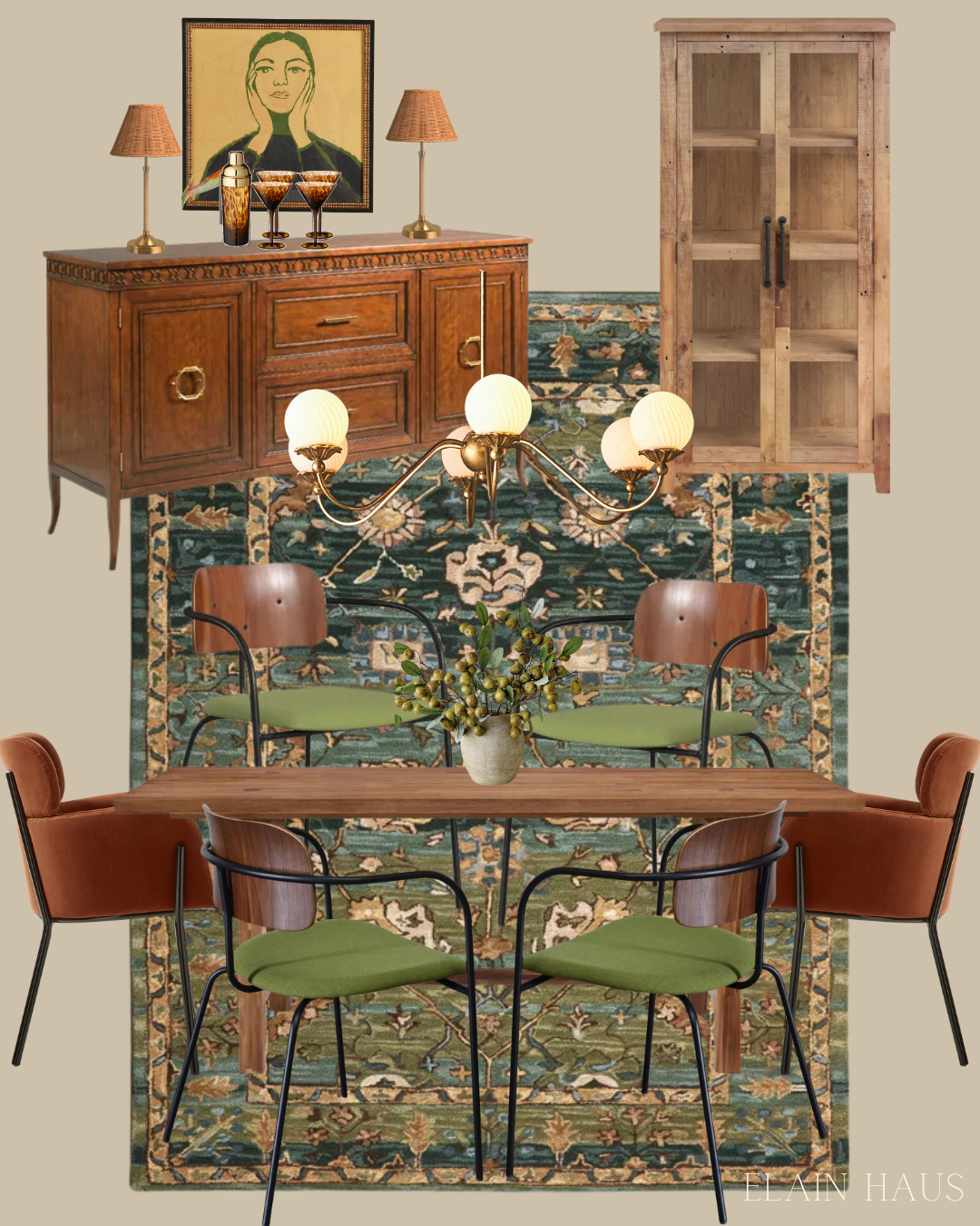 Eclectic dining table and chairs sale