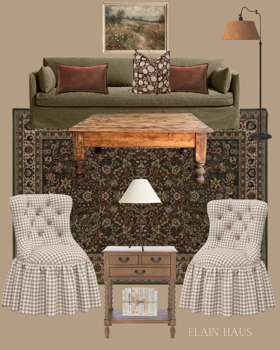 Floral English Cottage Inspired Living Room