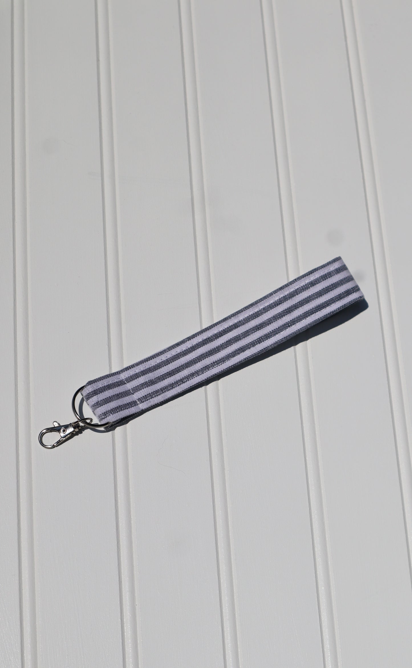 Blue & White Striped Cotton Keychain