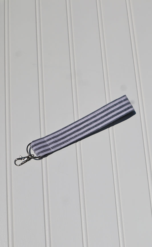 Blue & White Striped Cotton Keychain