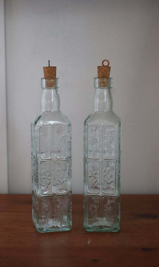 Italian Floral Glass Bottles (set of two)