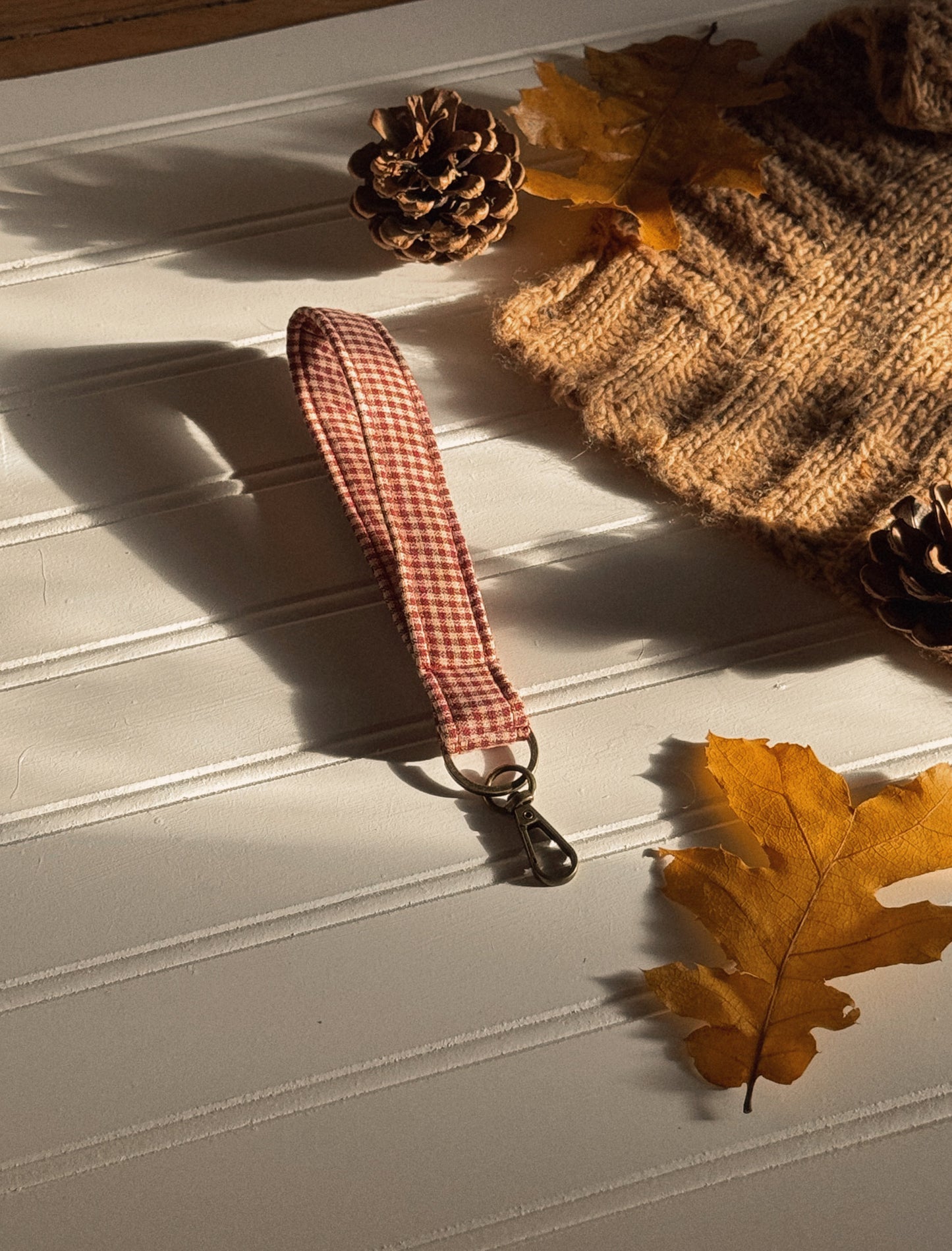 Dainty Red Gingham Keychain