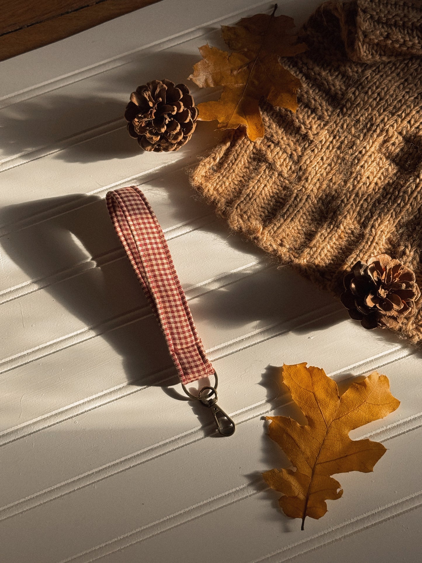Dainty Red Gingham Keychain
