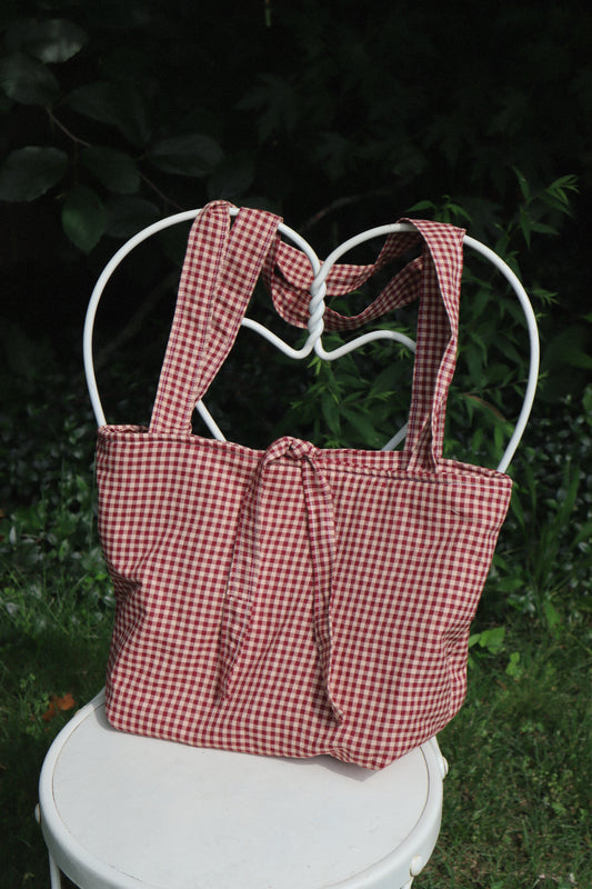 Red & Beige Gingham Cottage Tote