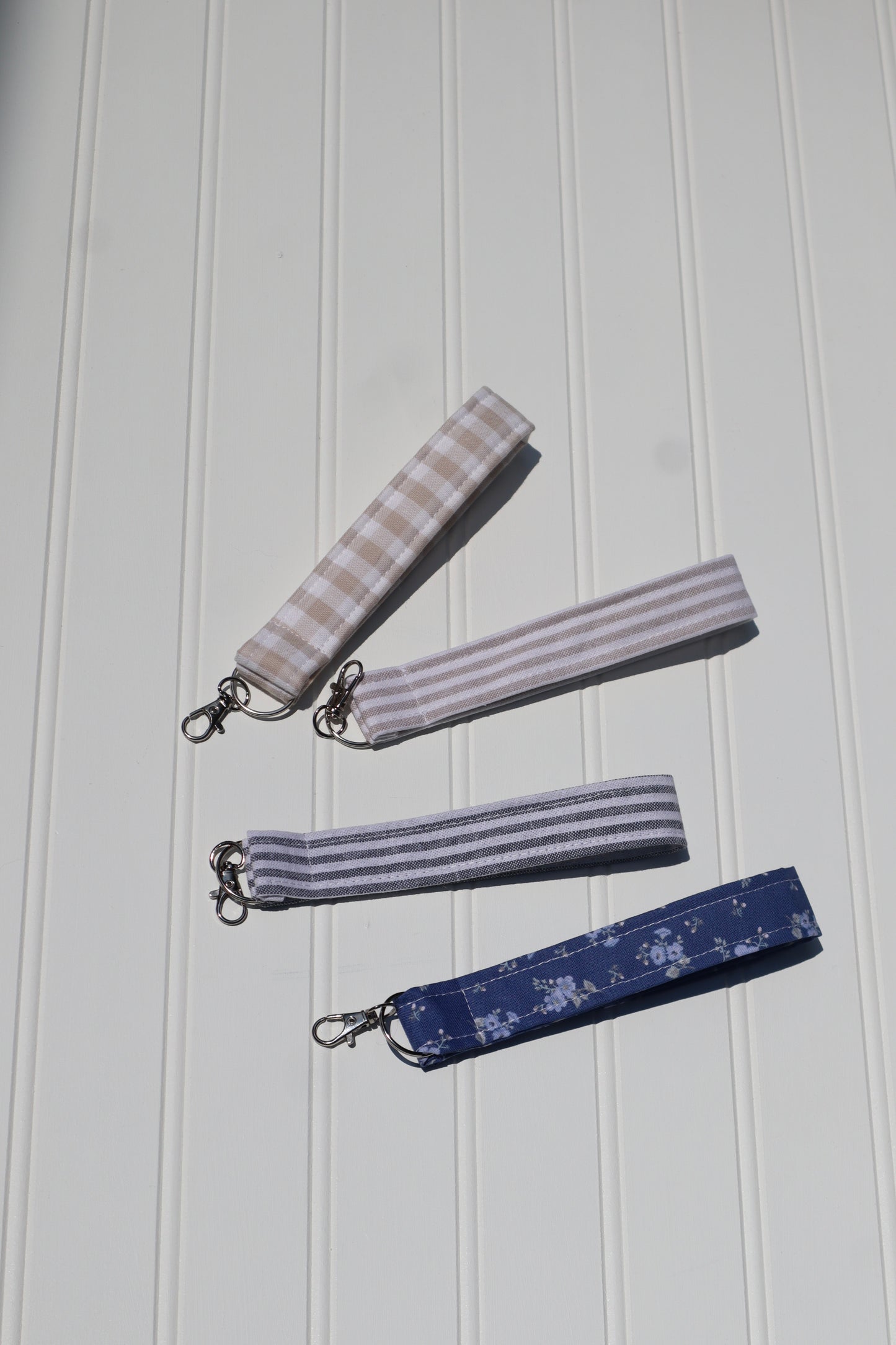 Blue & White Striped Cotton Keychain
