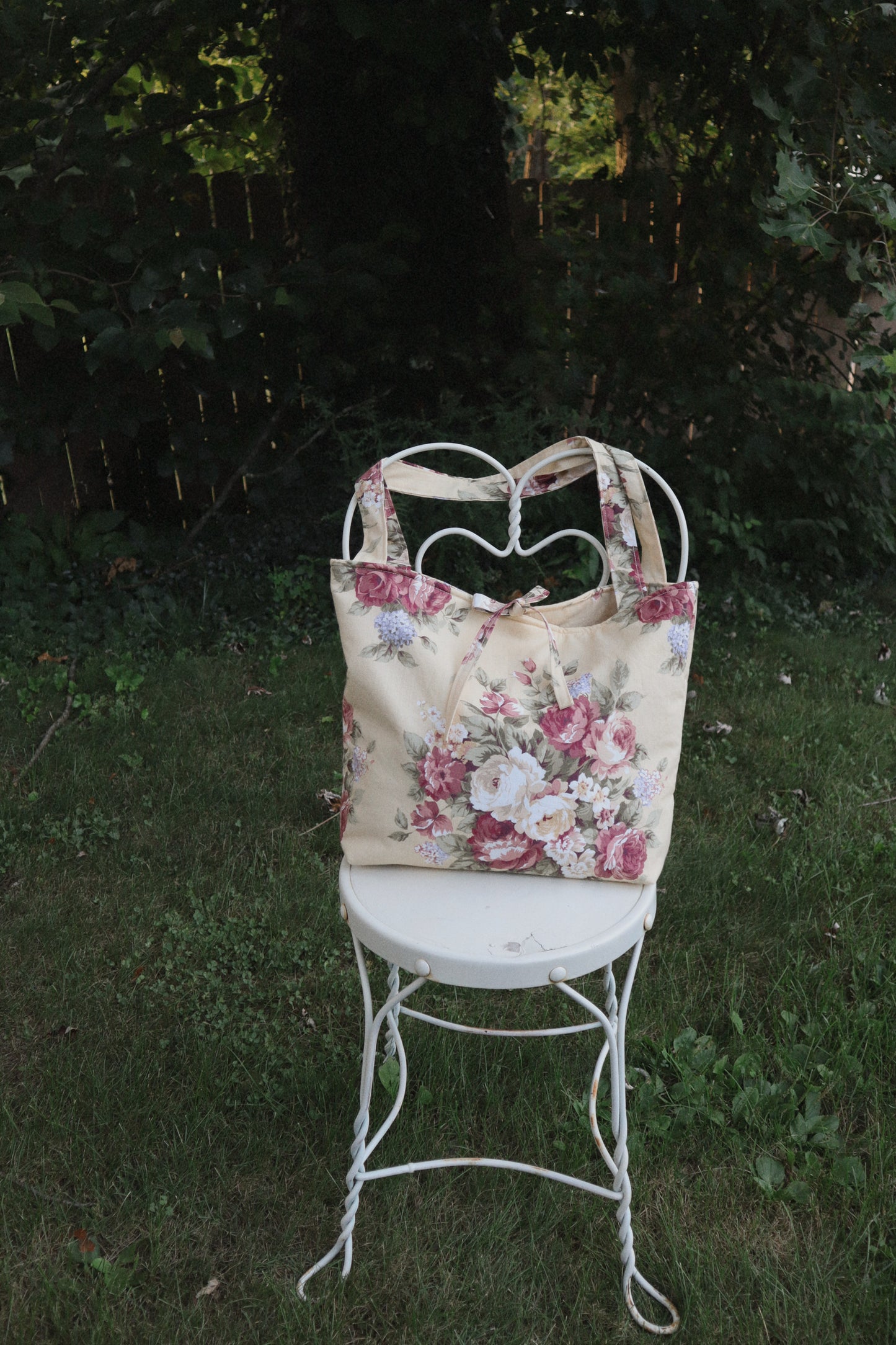 Butter Yellow Floral Tote Bag