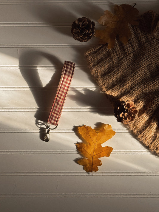 Farmhouse Red Gingham Keychain