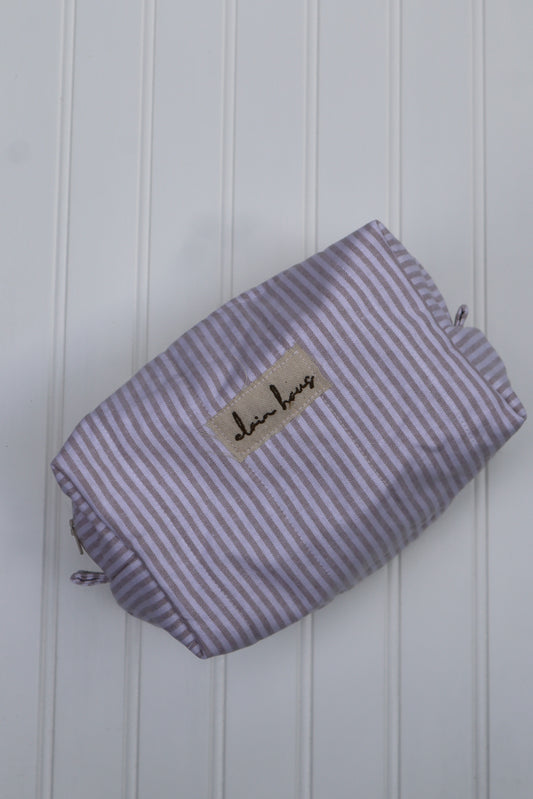 Beige Striped Toiletry Bag