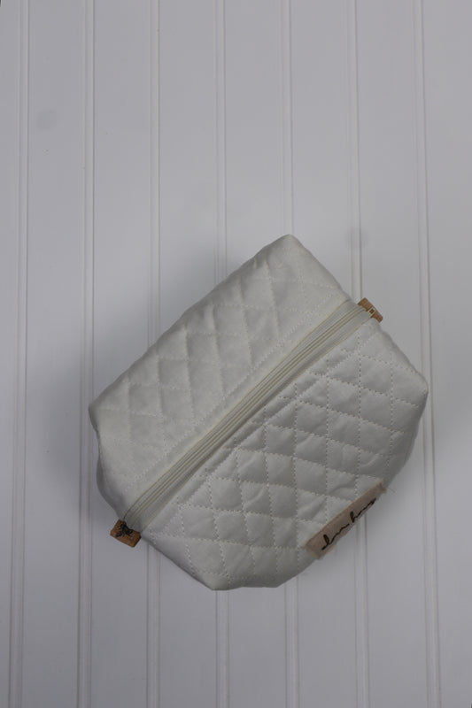 White Quilted Toiletry Bag