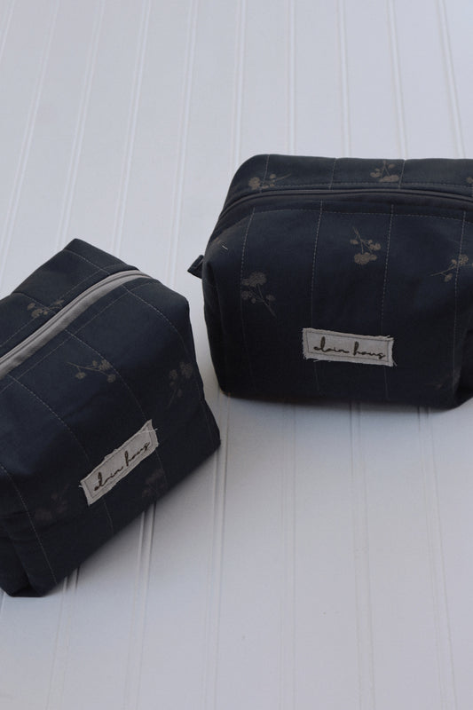 Navy Blue Floral Toiletry Bag