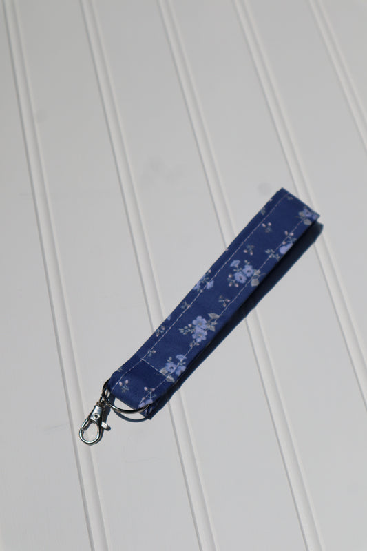 Blue Floral Cotton Keychain