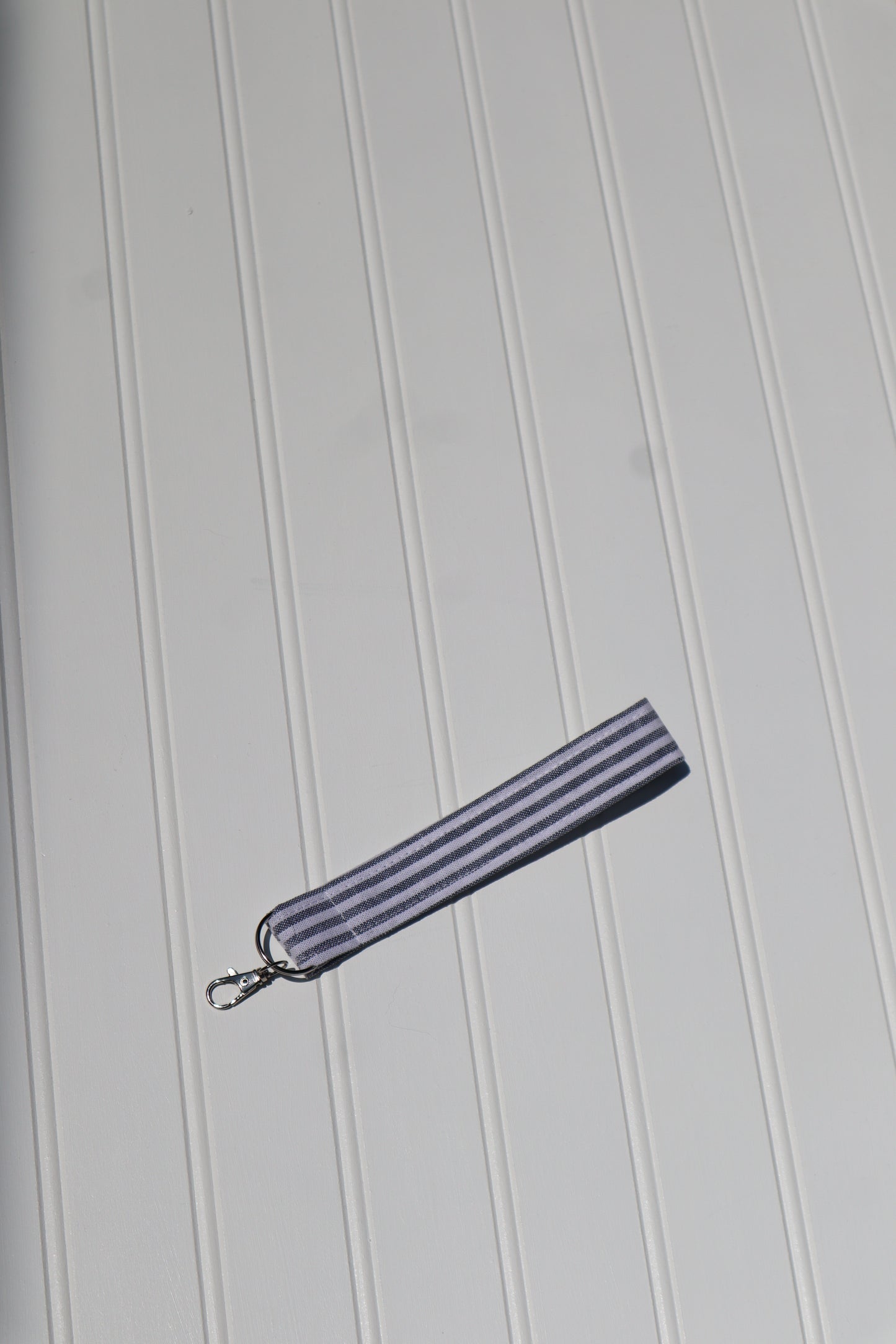 Blue & White Striped Cotton Keychain