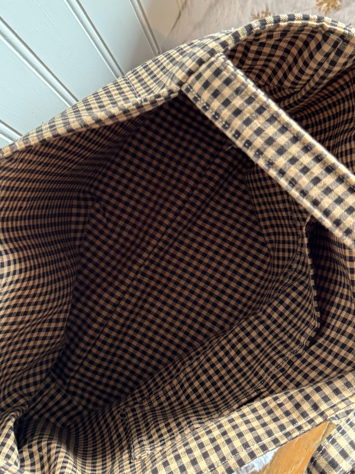 Quilted Brown Gingham Tote
