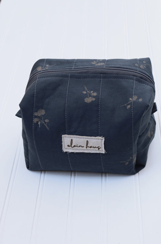 Navy Blue Floral Toiletry Bag