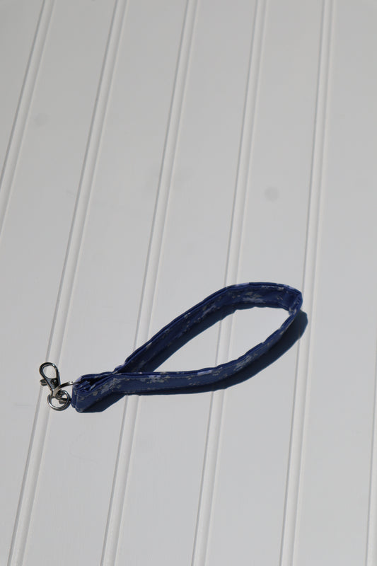 Blue Floral Cotton Keychain
