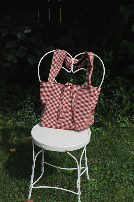 Red & Beige Gingham Cottage Tote