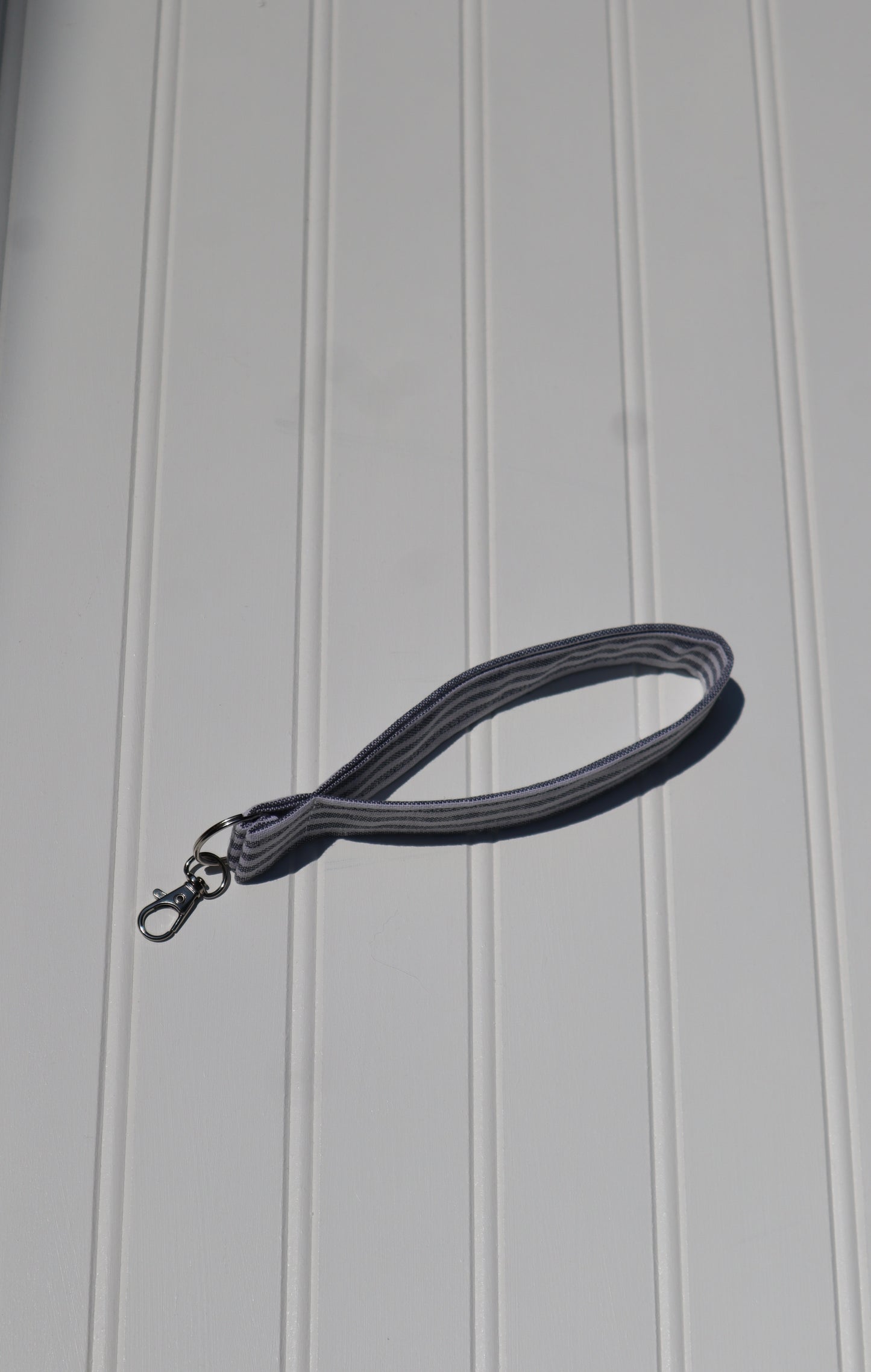 Blue & White Striped Cotton Keychain