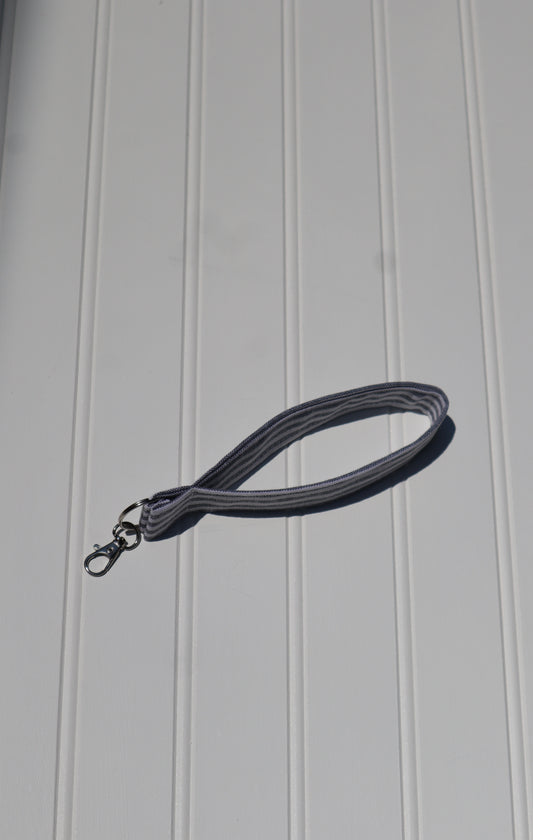 Blue & White Striped Cotton Keychain