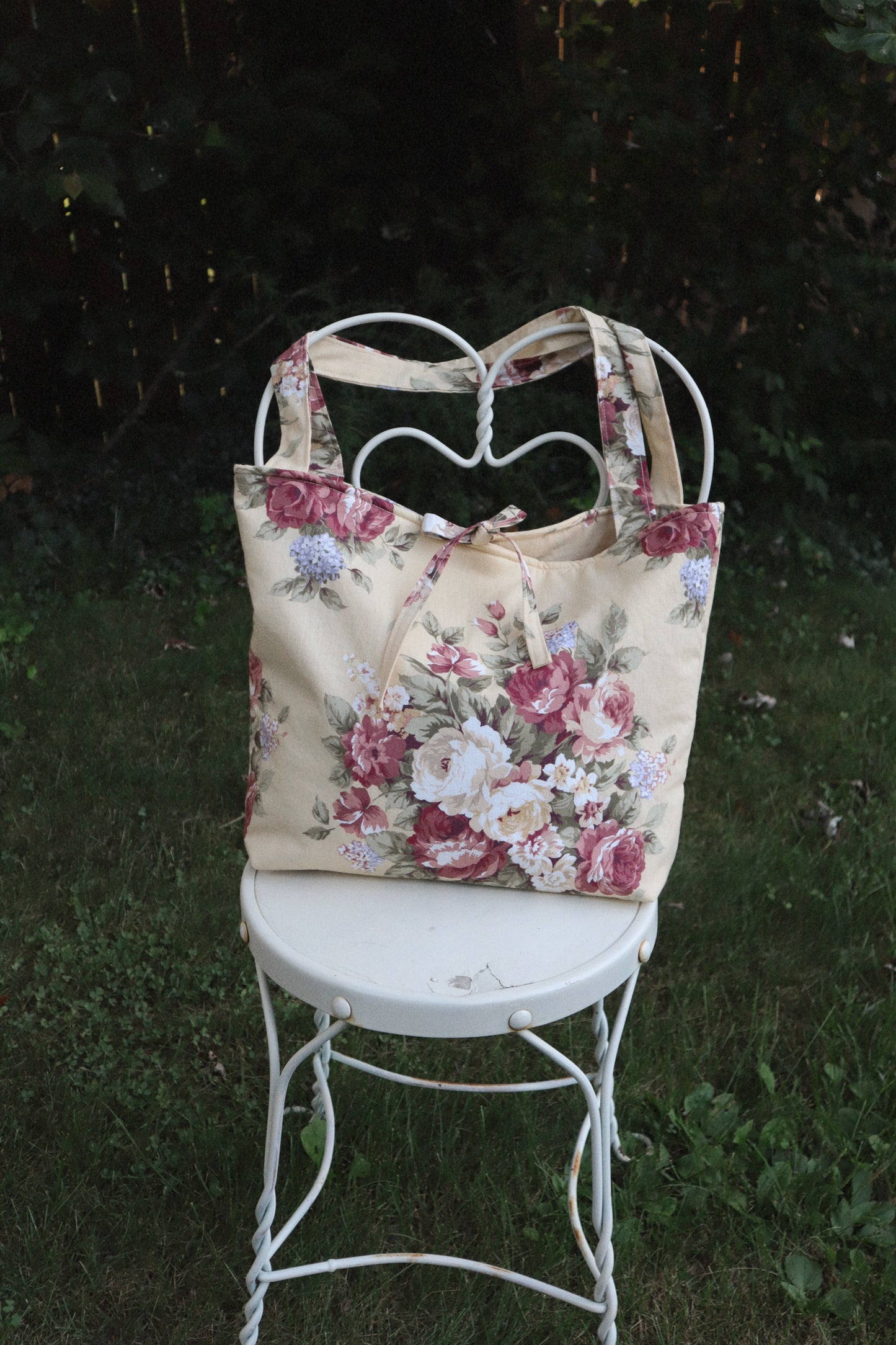 Butter Yellow Floral Tote Bag