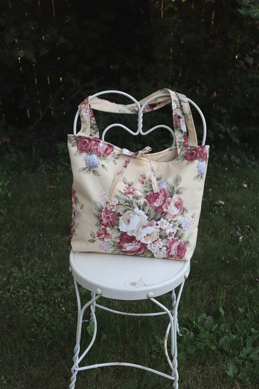 Butter Yellow Floral Tote Bag