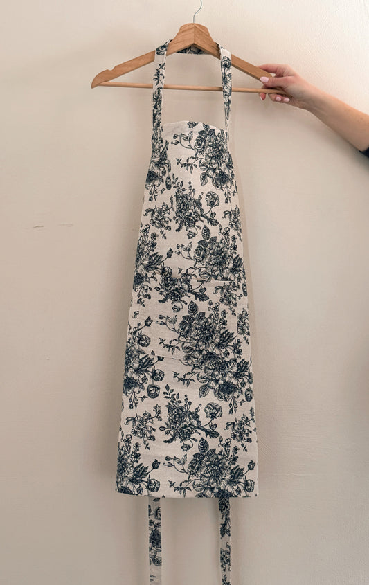 French Blue Floral Apron