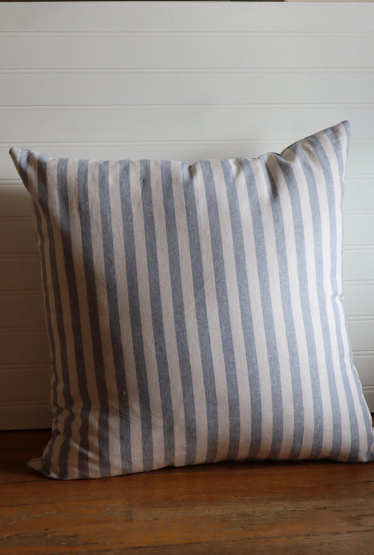 blue pin striped throw pillow