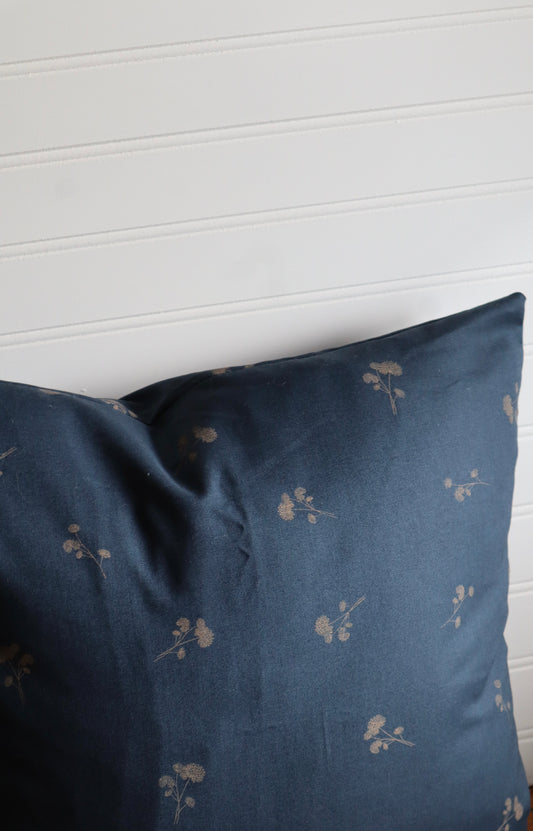 floral deep blue throw pillow