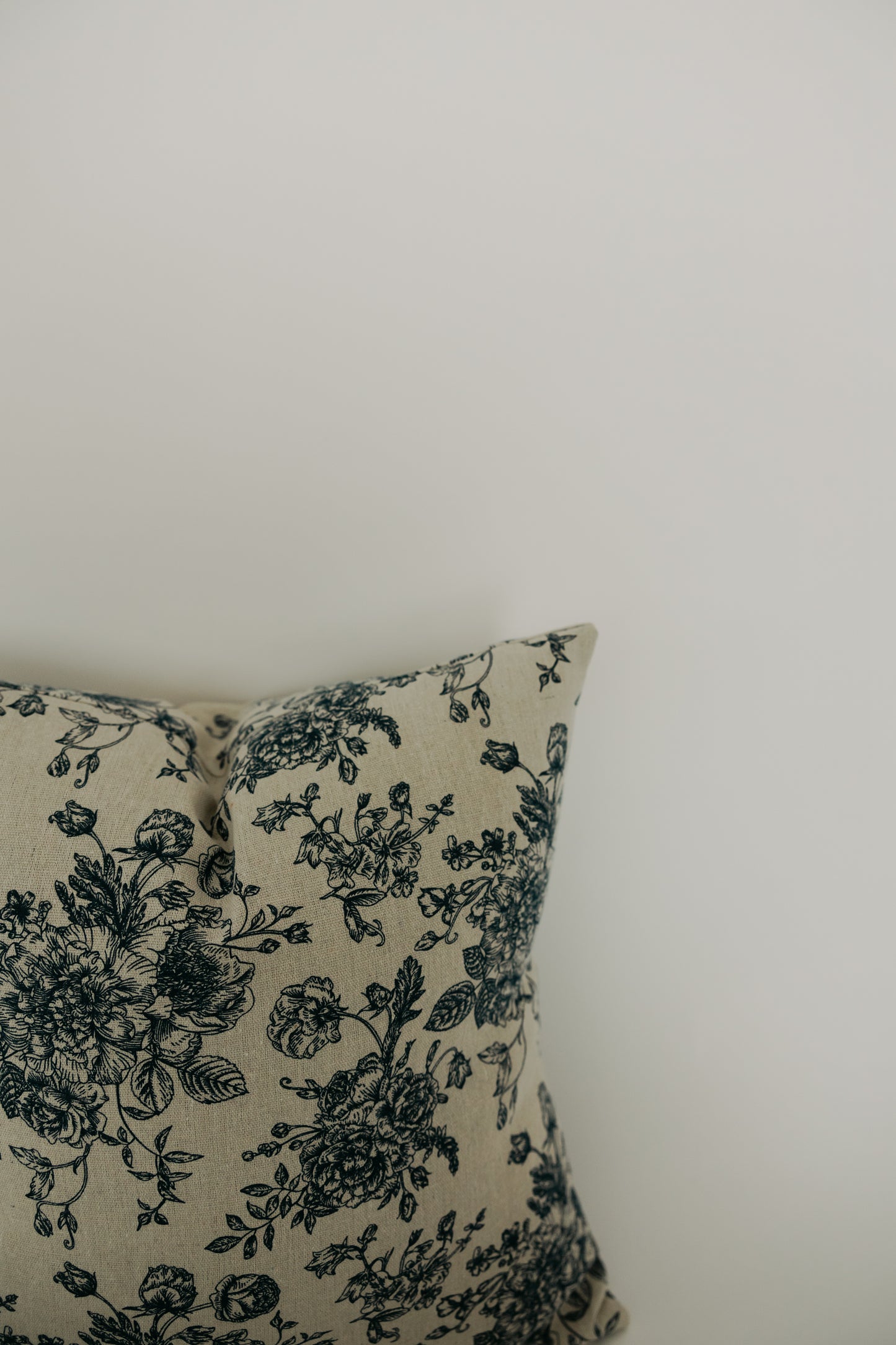 French Blue & Beige Floral Throw Pillow Cover